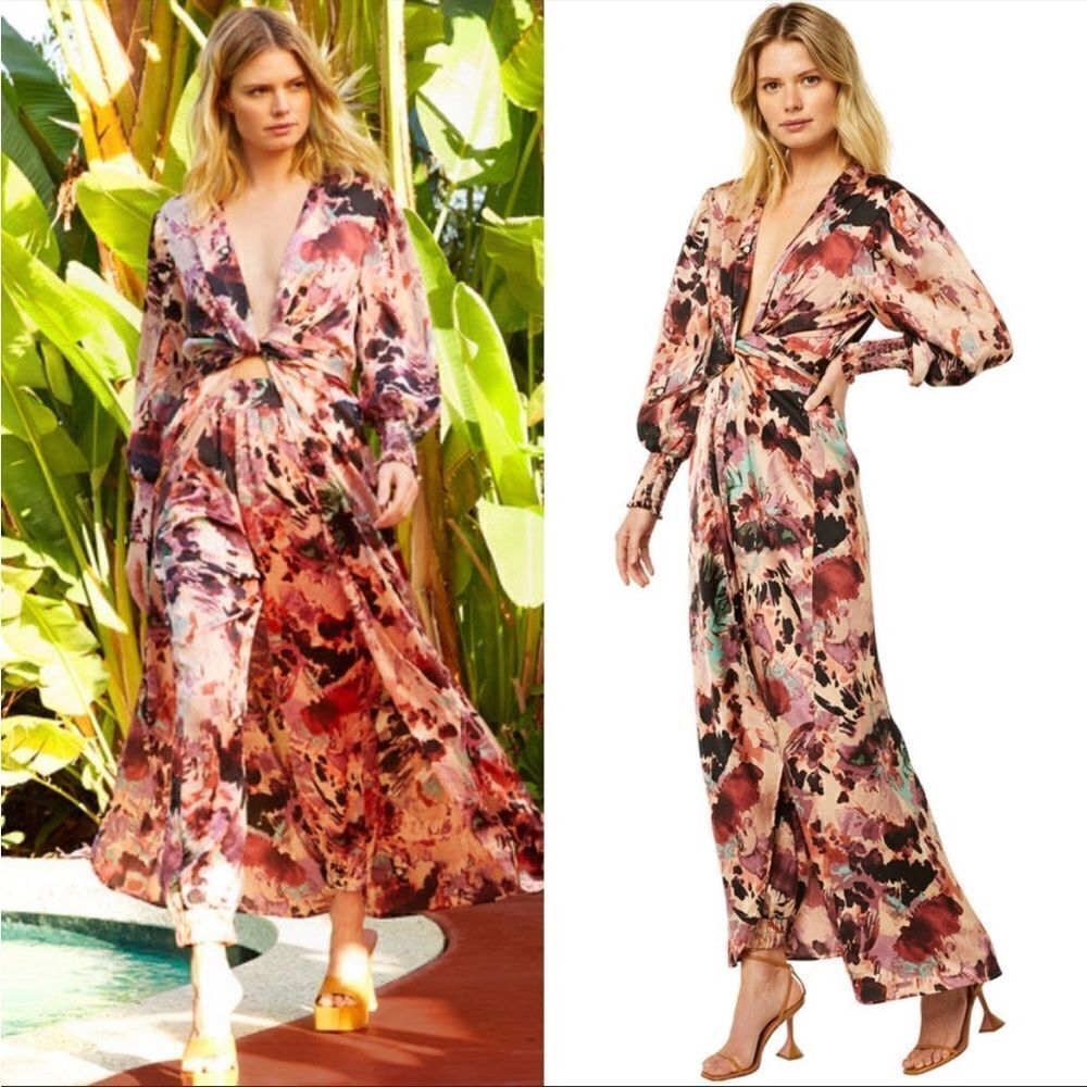 Misa Los Angeles Veronika Watercolor Floral Long Top No Pants Included Boho